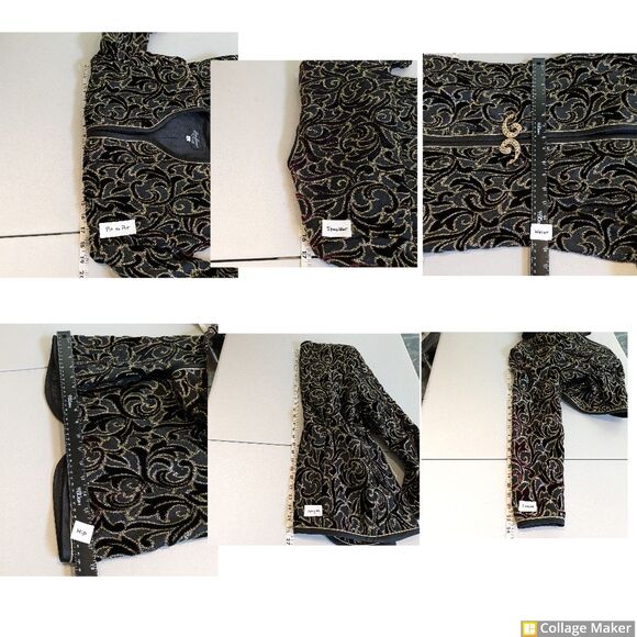 VTG Karen Lawrence Sz 10 Gold Black Brocade Velvet Jacket with Long Black Dress - Picture 16 of 16